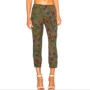 Anthropologie Sanctuary Linen Peace Trooper Floral Green Jogger Pants SIZE 27